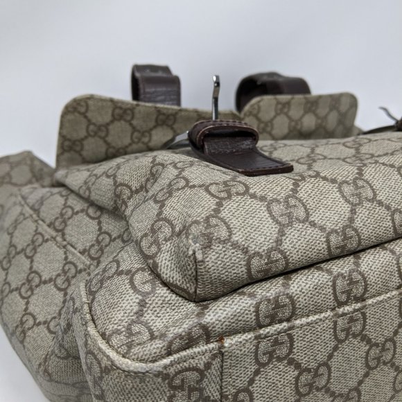 GUCCI PVC Beige & Dark Brown Two Pocket Tote Bag - Picture 9 of 16